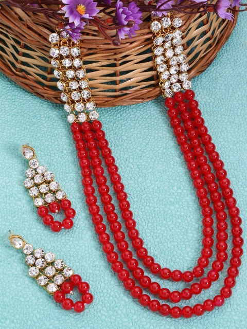 

LIVE EVIL Red Gold-Plated Kundan Necklace