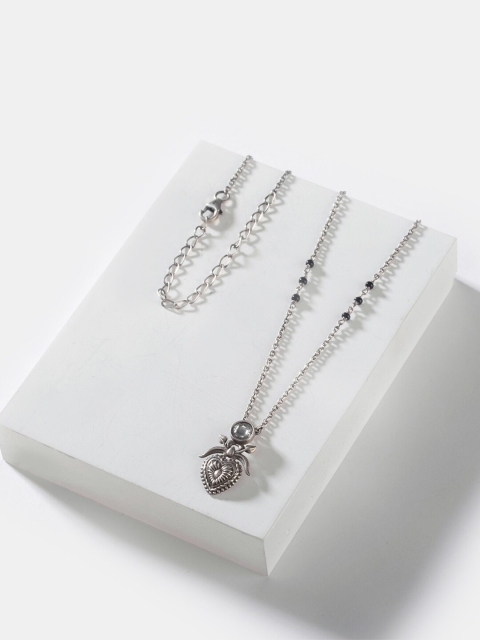

SHAYA Silver-Toned & Black Sterling Silver Necklace