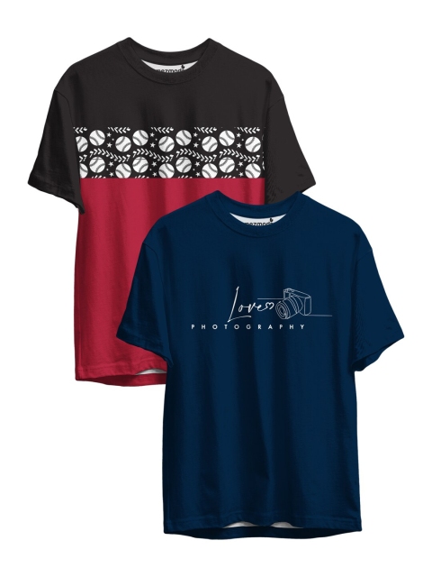 

mezmoda Boys Navy Blue & Red 2 Printed T-shirt