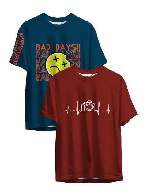 

mezmoda Boys Maroon & Teal 2 Printed T-shirt