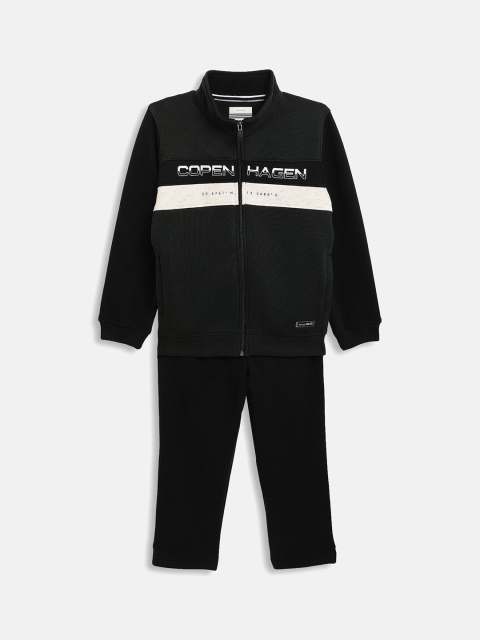 

Octave Boys Olive Green & Black Colourblocked Cotton Tracksuit
