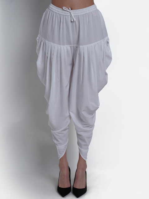 

Purple State Women White Solid Dhoti Pants