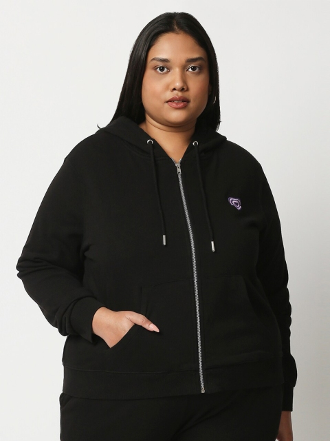 

20Dresses Women Plus Size Black Hooded Pure Cotton Sweatshirt