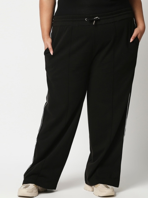 

20Dresses Women Plus Size Black Solid Pure Cotton Trousers