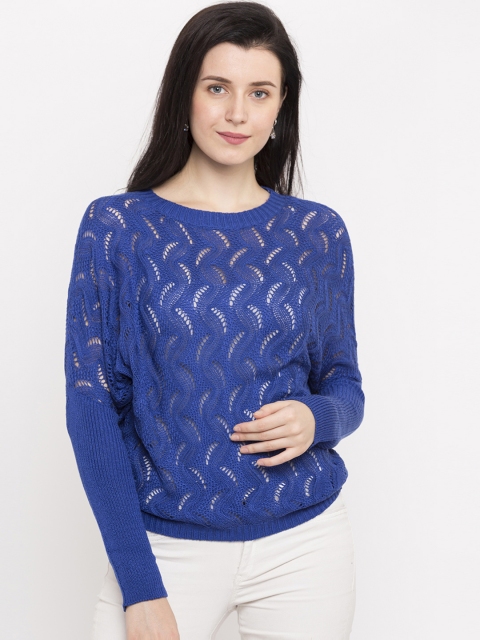 

Jealous 21 Women Blue Self-Design Pullover Sweater