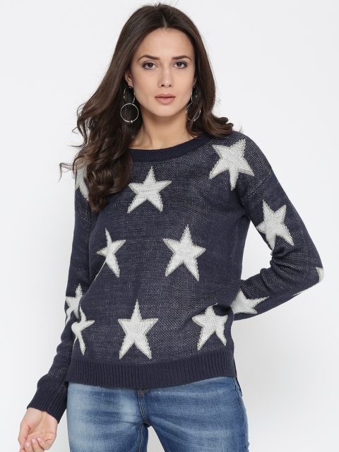 

Jealous 21 Women Navy Blue & White Star Pattern Sweater