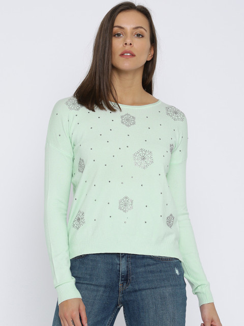 

Jealous 21 Women Green Self Design Pullover
