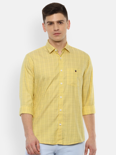 

Louis Philippe Sport Men Yellow Slim Fit Grid Tattersall Checks Cotton Casual Shirt