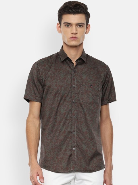

Louis Philippe Sport Men Grey & Coffee Brown Plus Size Casual Shirt