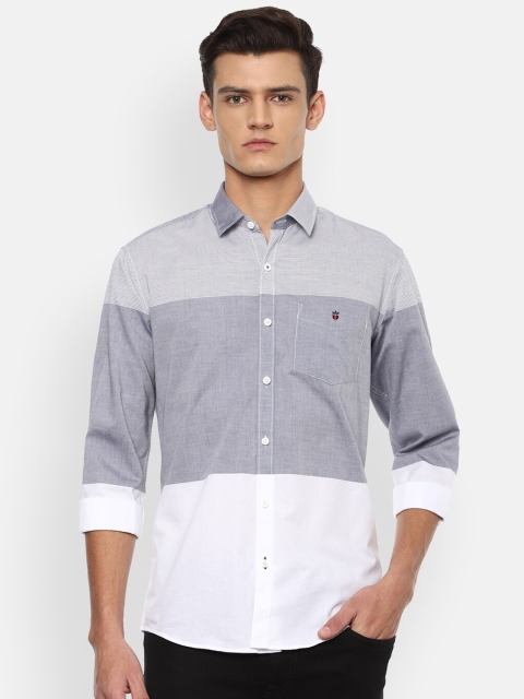 

Louis Philippe Sport Men Grey & White Colourblocked Slim Fit Plus size Casual Shirt