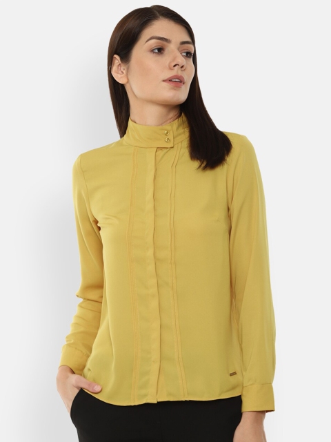 

Van Huesen Woman Yellow Regular Fit Solid Casual Shirt