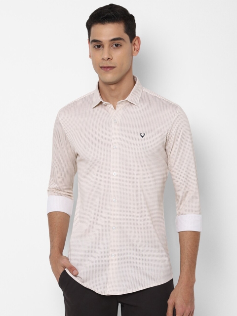 

Allen Solly Men Cream-Coloured Slim Fit Printed Casual Shirt