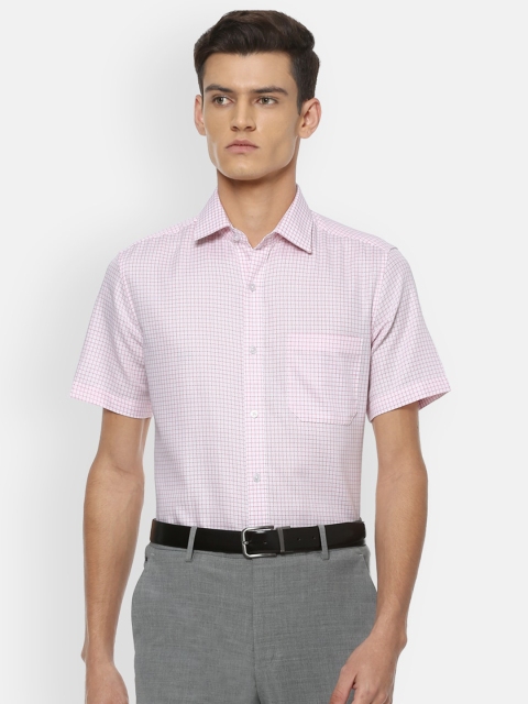 

Louis Philippe Men Pink Checked Pure Cotton Formal Shirt