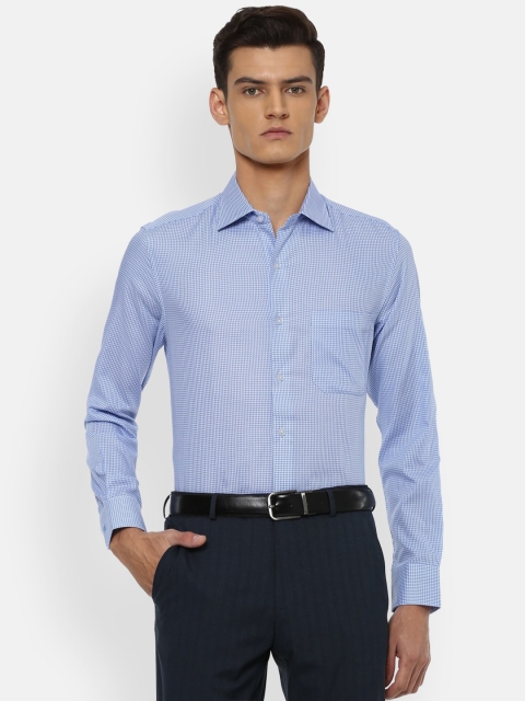 

Louis Philippe Men Blue Self Design Formal Shirt