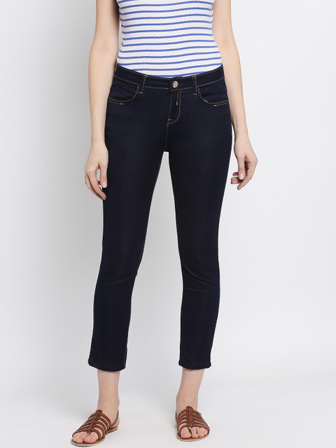 

Jealous 21 Women Blue Mid Rise Clean Look Cropped Jeans