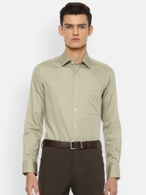 

Louis Philippe Men Khaki Printed Pure Cotton Formal Shirt