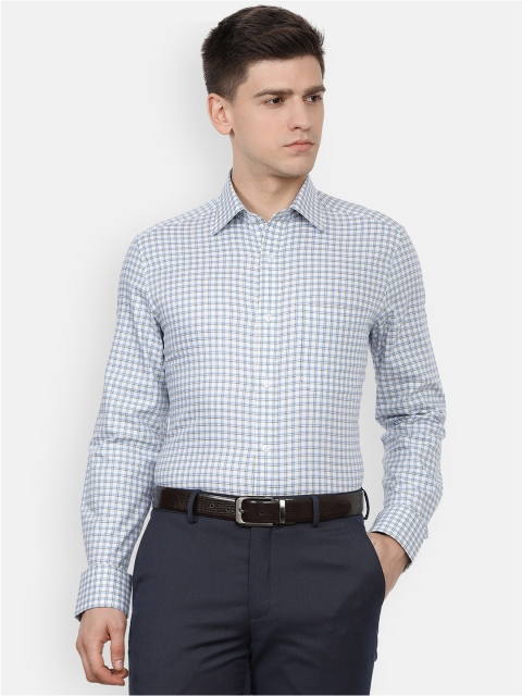 

Louis Philippe Men Blue Checked Pure Cotton Formal Shirt