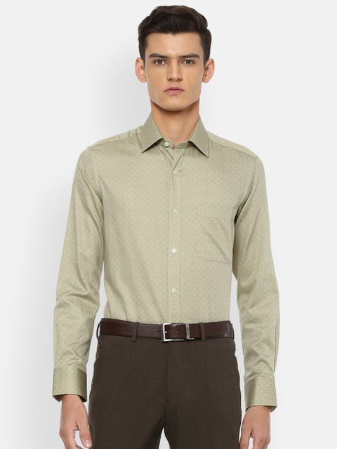 

Louis Philippe Men Khaki Printed Formal Shirt
