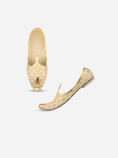 

DESI COLOUR Men Gold-Toned Woven Design Espadrilles