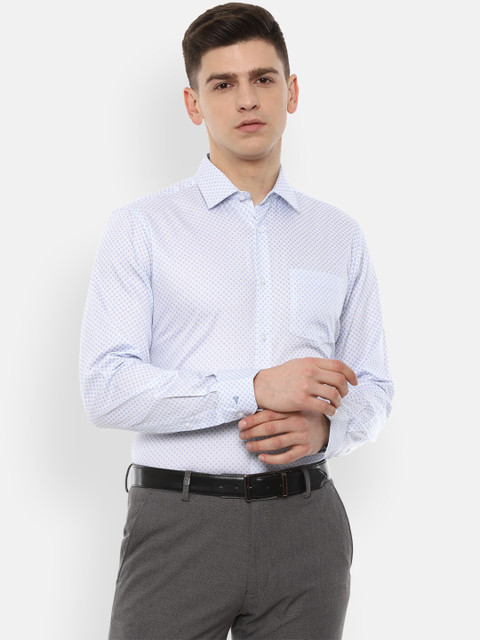 

Van Heusen Men Blue Printed Regular Fit Cotton Casual Shirt