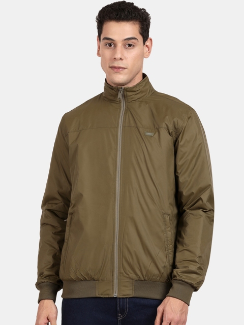 

t-base Men Olive Green Solid Bomber Jacket