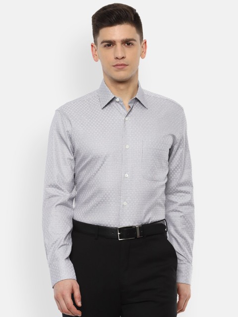 

Luxure by Louis Philippe Men Grey Printed Formal Shirt