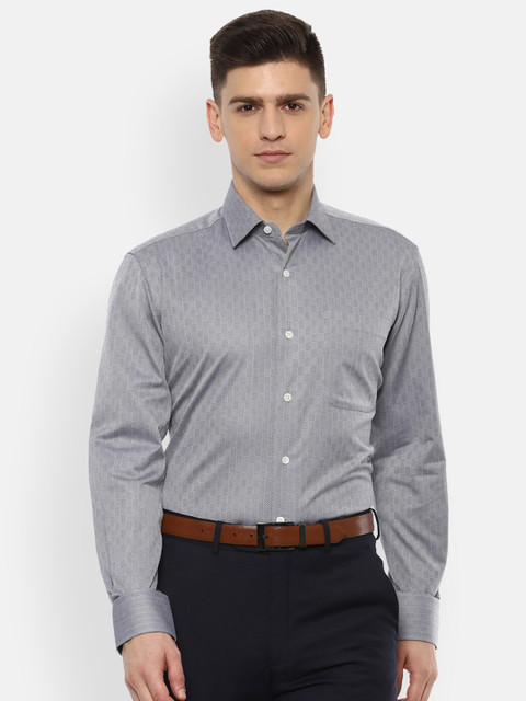 

Luxure by Louis Philippe Men Grey Printed Regular Fit Pure Cotton Casual Shirt