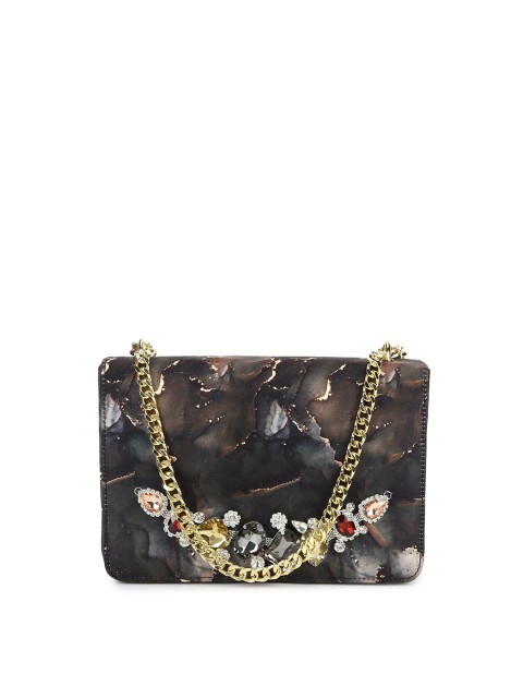 

MIO Borsa Black & Gold-Toned Embellished Purse Clutch