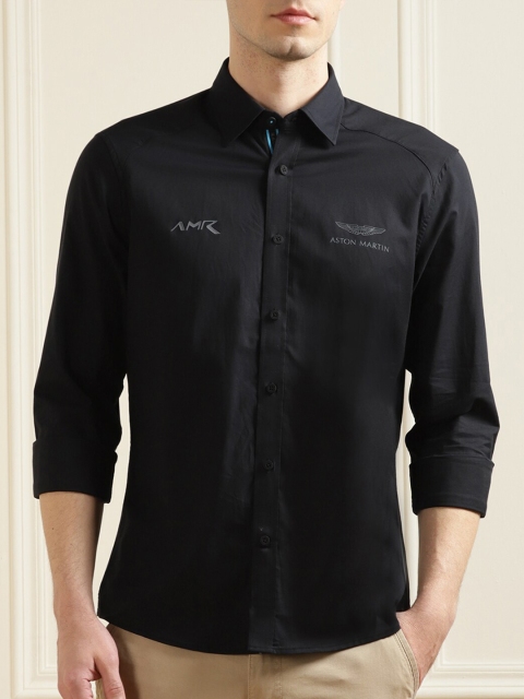 

HACKETT LONDON Men Black Solid Regular Fit Pure Cotton Casual Shirt