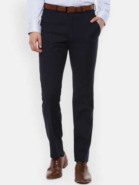 

Luxure by Louis Philippe Men Navy Blue Slim Fit Trousers