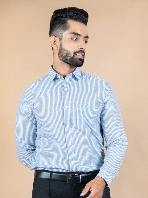 

Tistabene Men Blue Striped Casual Shirt