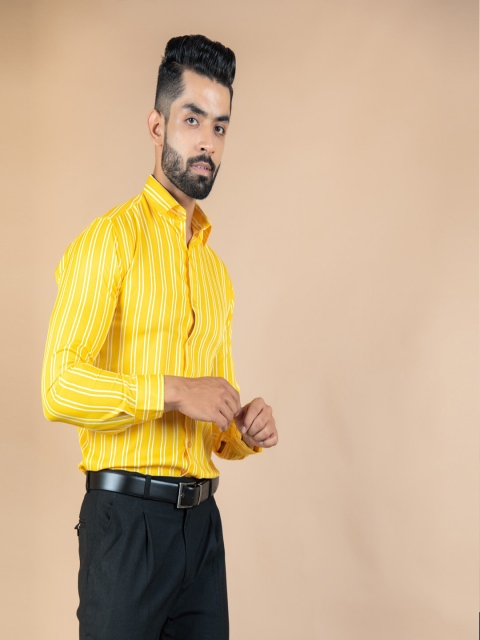 

Tistabene Men Yellow Striped Casual Shirt