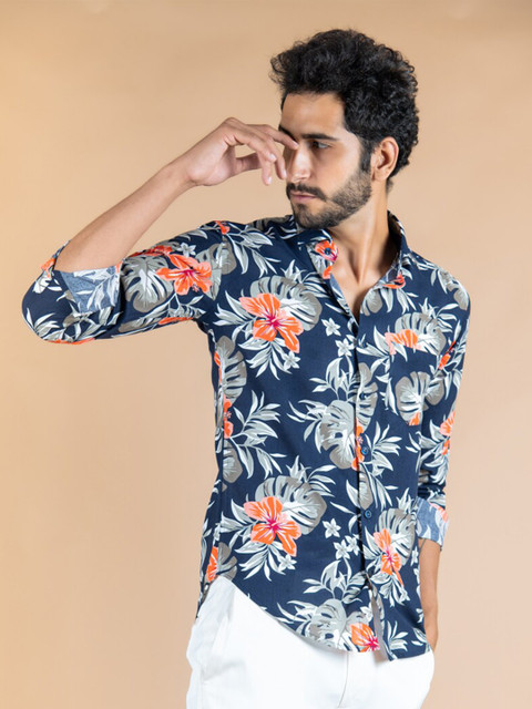 

Tistabene Men Blue Floral Printed Casual Shirt