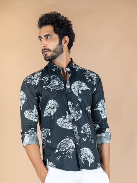 

Tistabene Men Black Floral Printed Casual Shirt