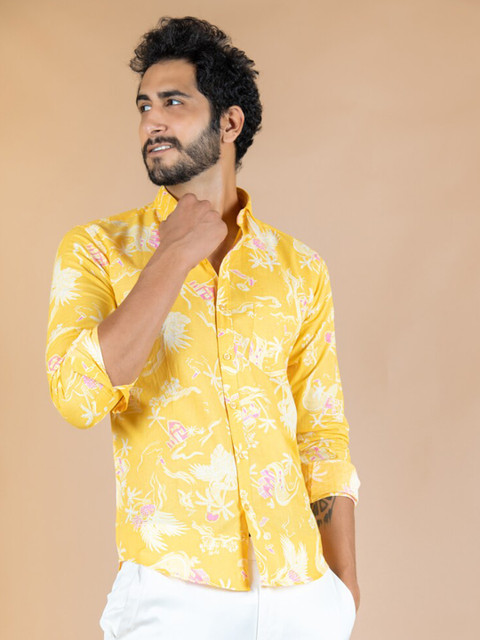

Tistabene Men Yellow Floral Printed Casual Shirt
