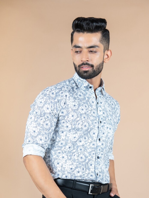 

Tistabene Men White Floral Printed Casual Shirt