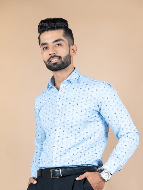

Tistabene Men Blue Printed Casual Shirt