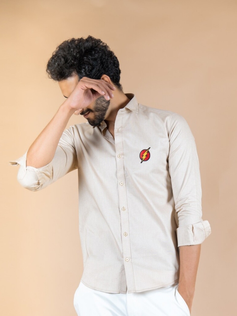

Tistabene Men Beige Flash Embroidered Casual Shirt