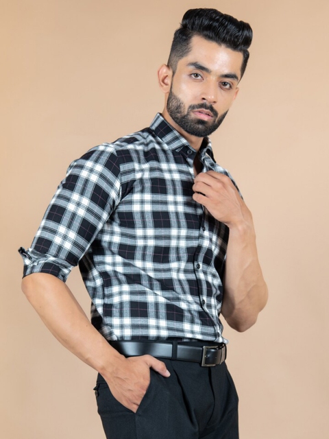 

Tistabene Men Black Tartan Checks Checked Casual Shirt