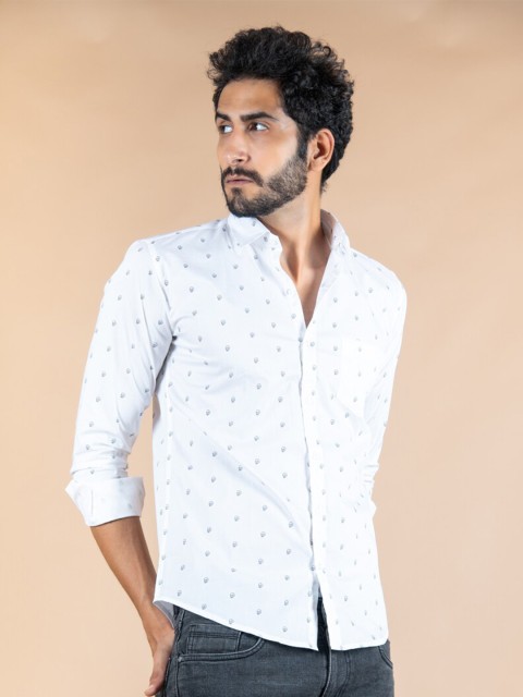 

Tistabene Men White Printed Casual Shirt
