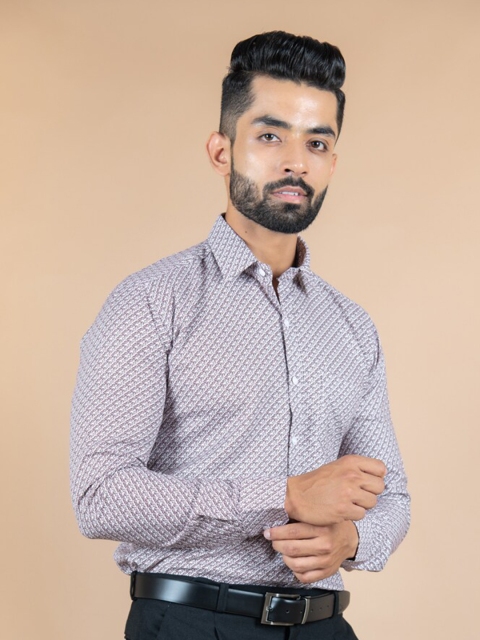 

Tistabene Men Brown Printed Formal Shirt