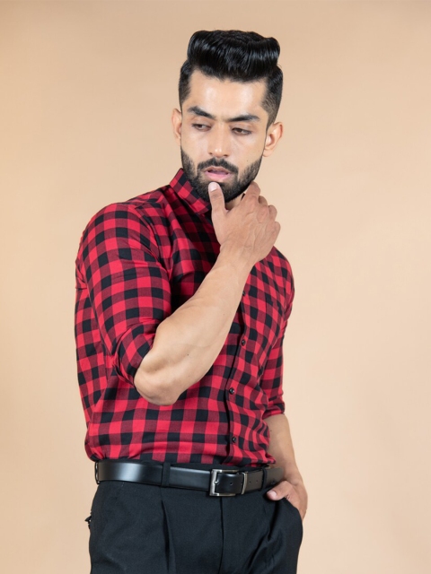 

Tistabene Men Red Buffalo Checks Checked Casual Shirt