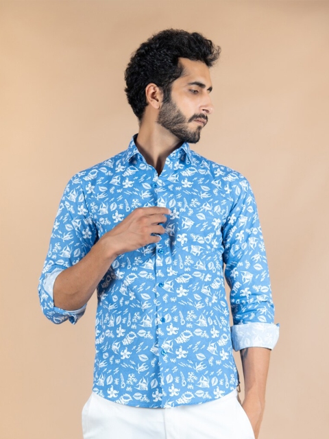 

Tistabene Men Blue Floral Printed Casual Shirt