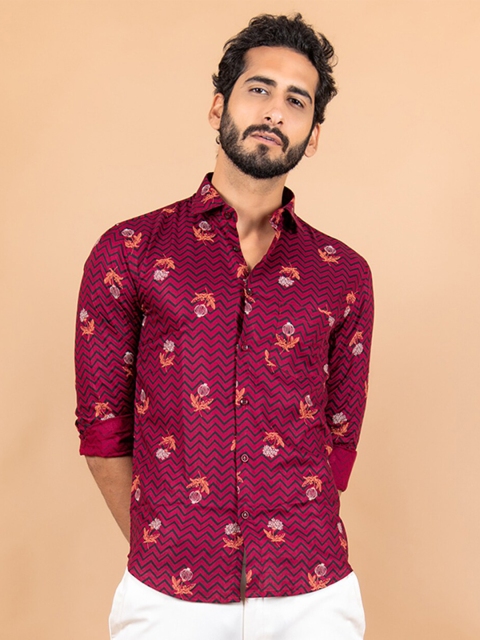 

Tistabene Men Red Printed Casual Shirt