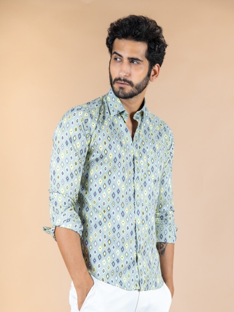 

Tistabene Men Green Printed Casual Shirt