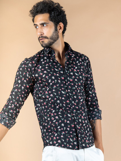 

Tistabene Men Black Floral Printed Casual Shirt