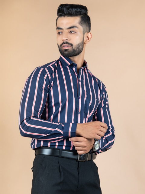 

Tistabene Men Blue & Pink Striped Casual Shirt