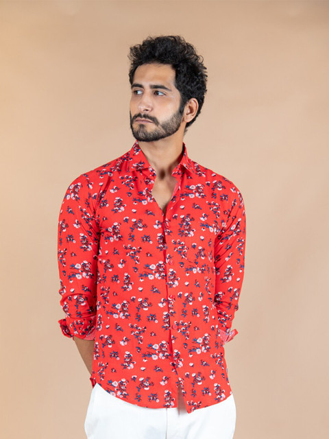 

Tistabene Men Red Floral Printed Casual Shirt