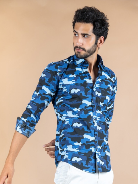 

Tistabene Men Blue Printed Casual Shirt