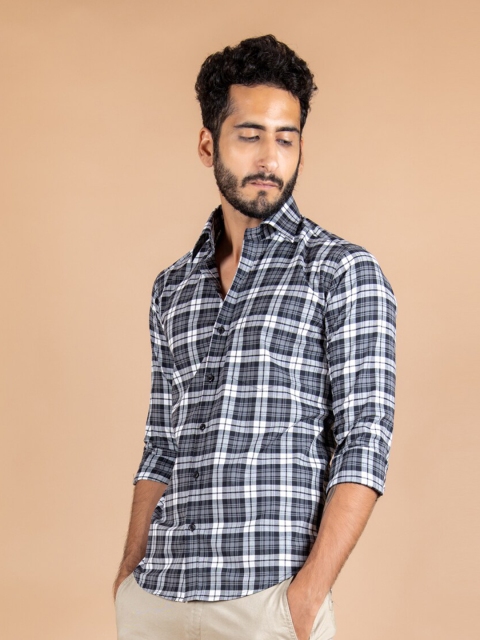 

Tistabene Men Black Tartan Checks Checked Casual Shirt